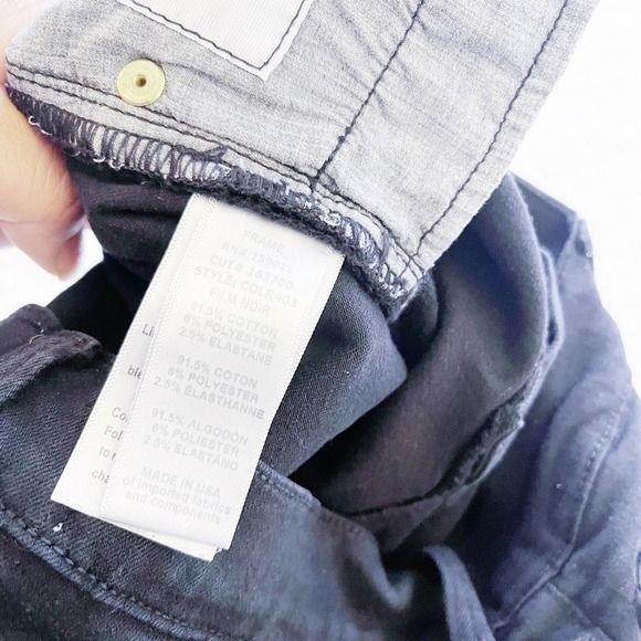 Frame Black Denim Le Skinny de Jeanne Zip Fly Jeans Distressed Cutouts SZ24 - Picture 3 of 8